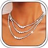 Sixexey Layered Rhinestone Necklaces Silver Crystal Necklace Chains Sparkly Party Necklace Jewelry for Women