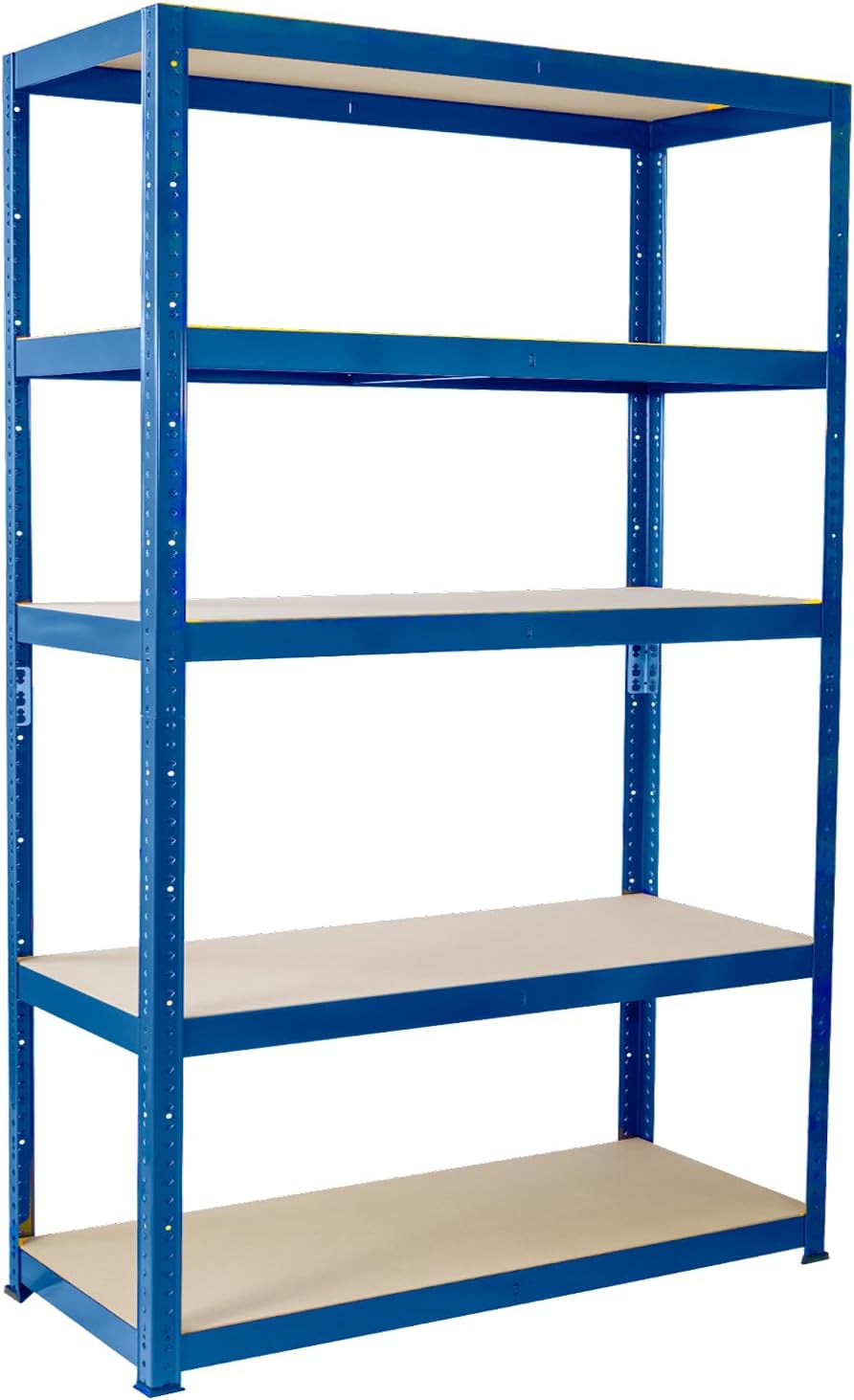 G-Rack Garage Shelving Unit: 180cm x 90cm x 45cm | Single bay, Blue 5 Tier Unit | 175kg Load Weight Per tier (875kg Per Rack) | For your Garage & elsewhere! | Shelf unit | Van Racking