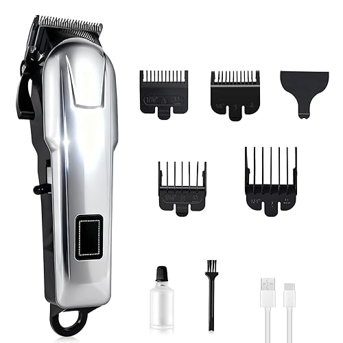 Cortapelos profesionales para hombres, cortapelos inalámbricos para cortar el cabello, recortadora de pelo de barba recargable, pantalla LED,