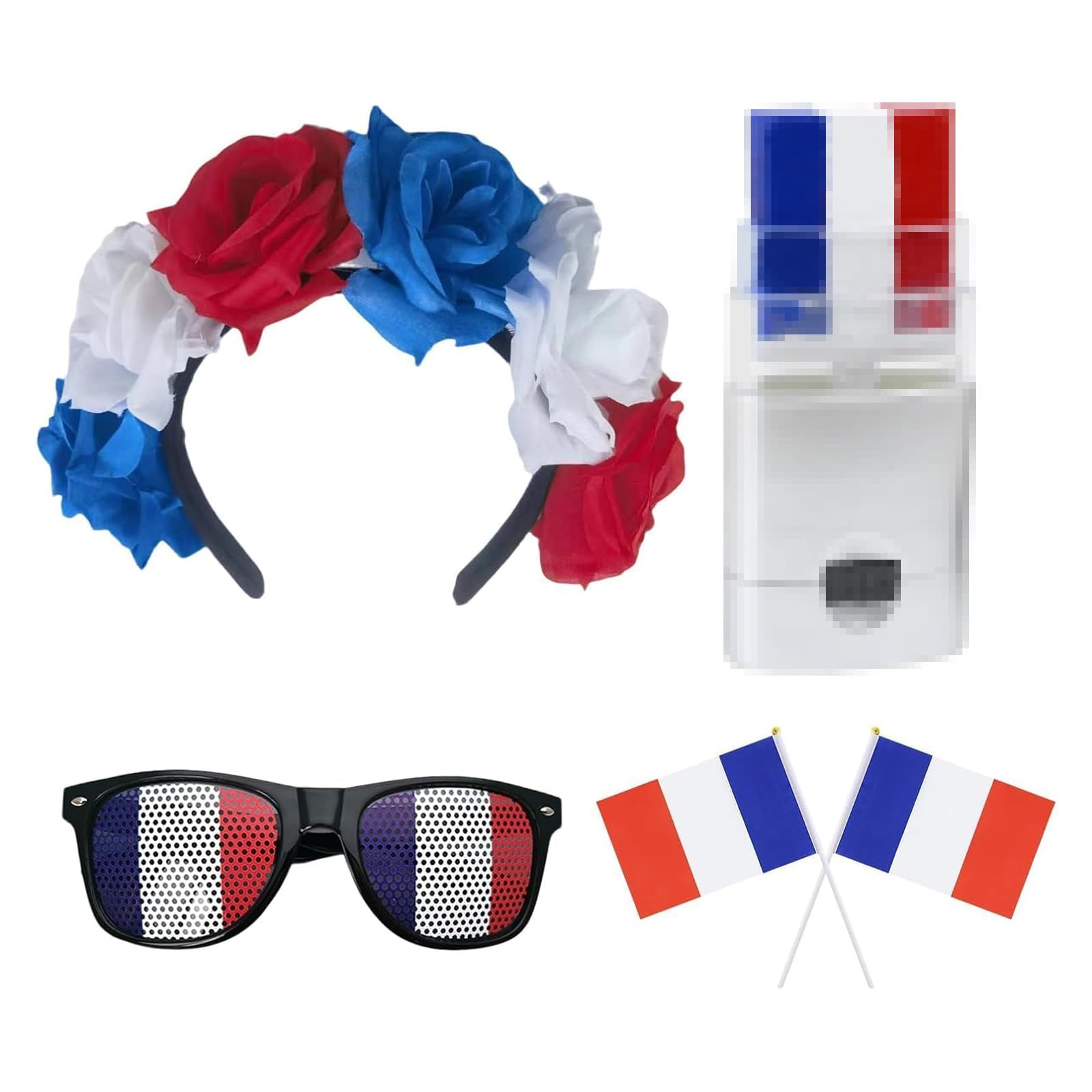 Coupe Du Monde 2026 Kit Supporter France Pour Supporter Femme – Kit Accessoires Tricolore Design Élégant Et Festif Lunettes Drapeau Bandeau Pratique Idée Supporter 5 Pièces