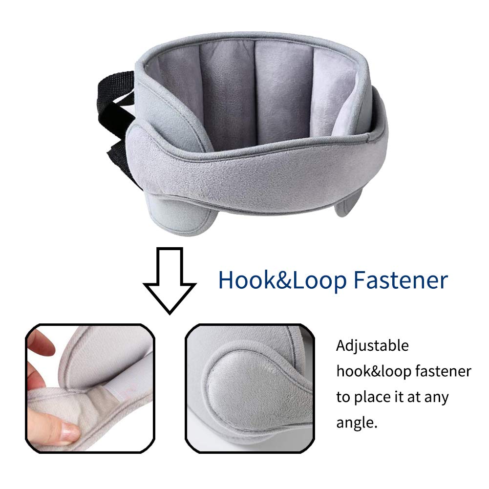 LETTON Adjustable Child Head Support for Car Seats, Car Seat Head Support for Toddler, Headband Strap Headrest for Kids, Gray