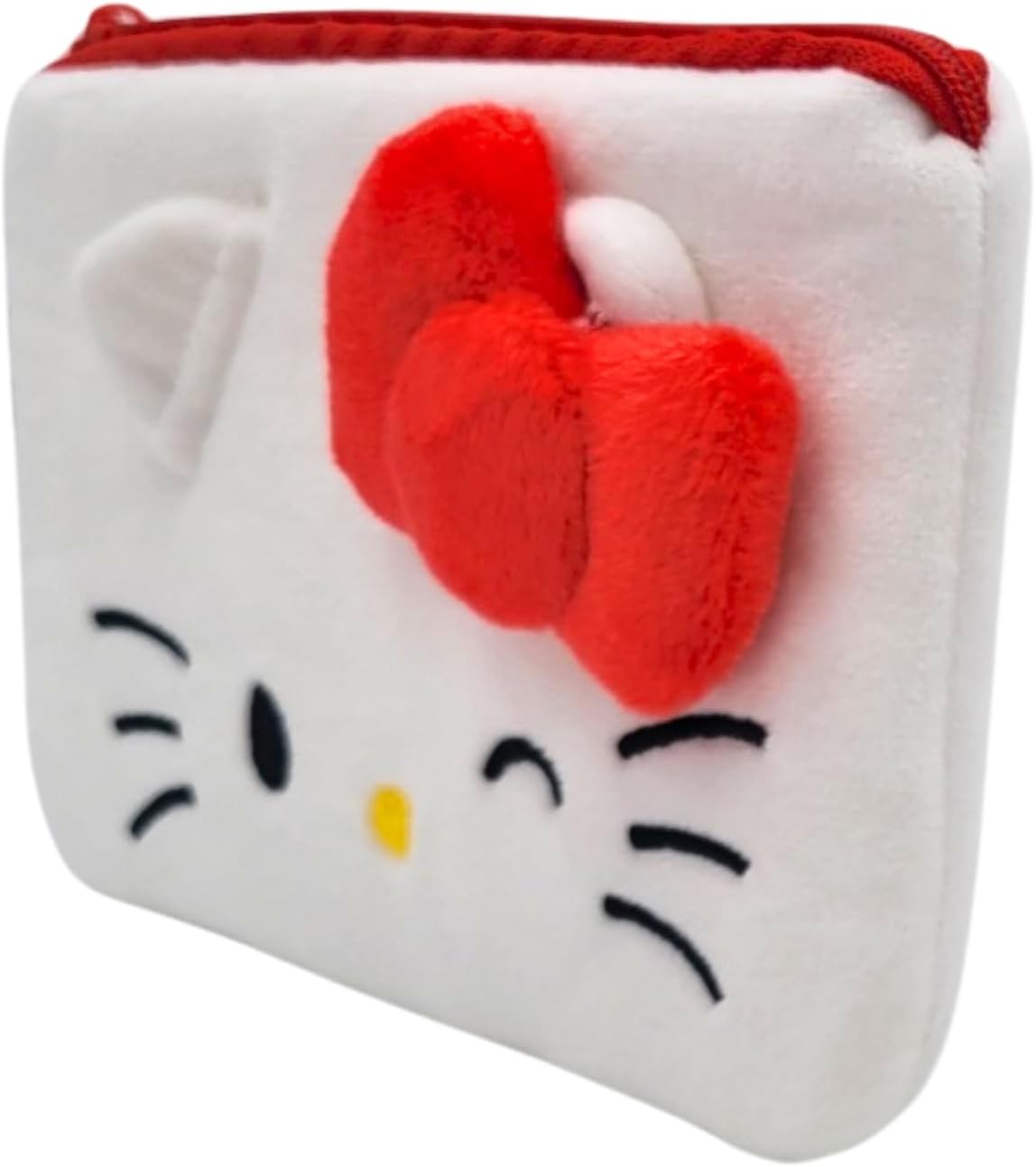 Kitty Red Bow Face Slim Zipper Pouch Soft & Cute Japanese Popular Anime Character for Girls and Fans