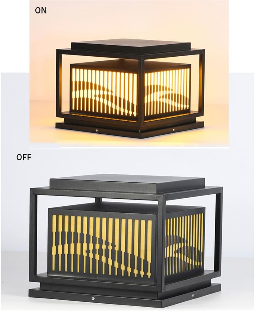 Modern Post Lamp for Yard Square Fence Deck Cap Light Column Lights Antique Stigma Lamps Garden Post Pedestal Lamp for Outdoor Decor Patio Garden Pathway,E26 60W