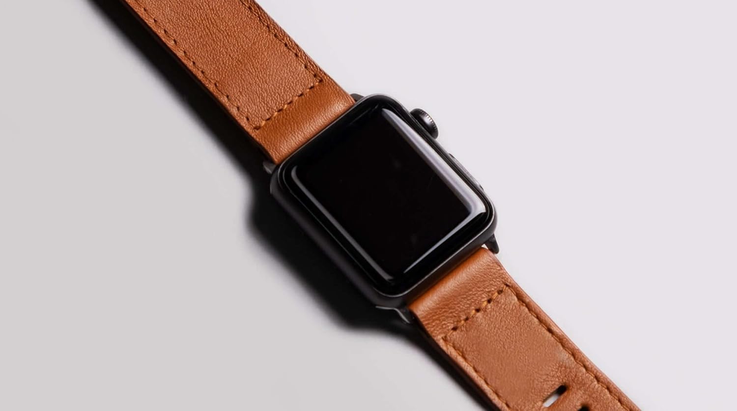 Harber London - Leather Strap for Apple Watch | Customized Stainless Steel Buckles | Gray Color | Compatible with All Apple Watch Series and Ultra | Adjustable | Handmade, 45/49 mm, Leather