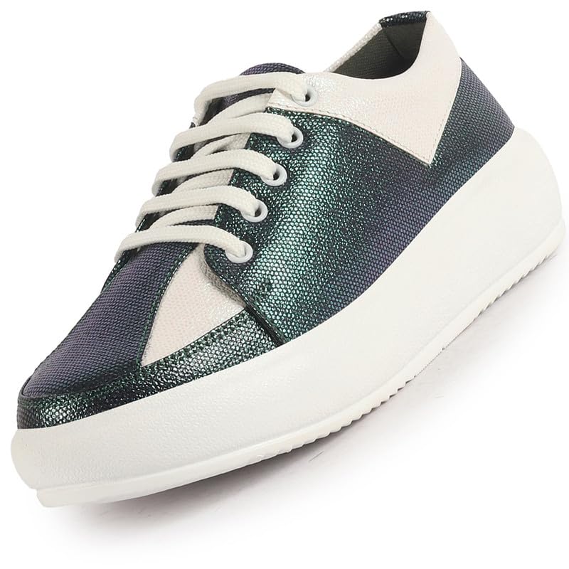 fausto Women's Lightweight Height Enhancer Chunky Lace-Up Sneakers|Memory Cushion Insole|Evening Party Shoe-picture-54