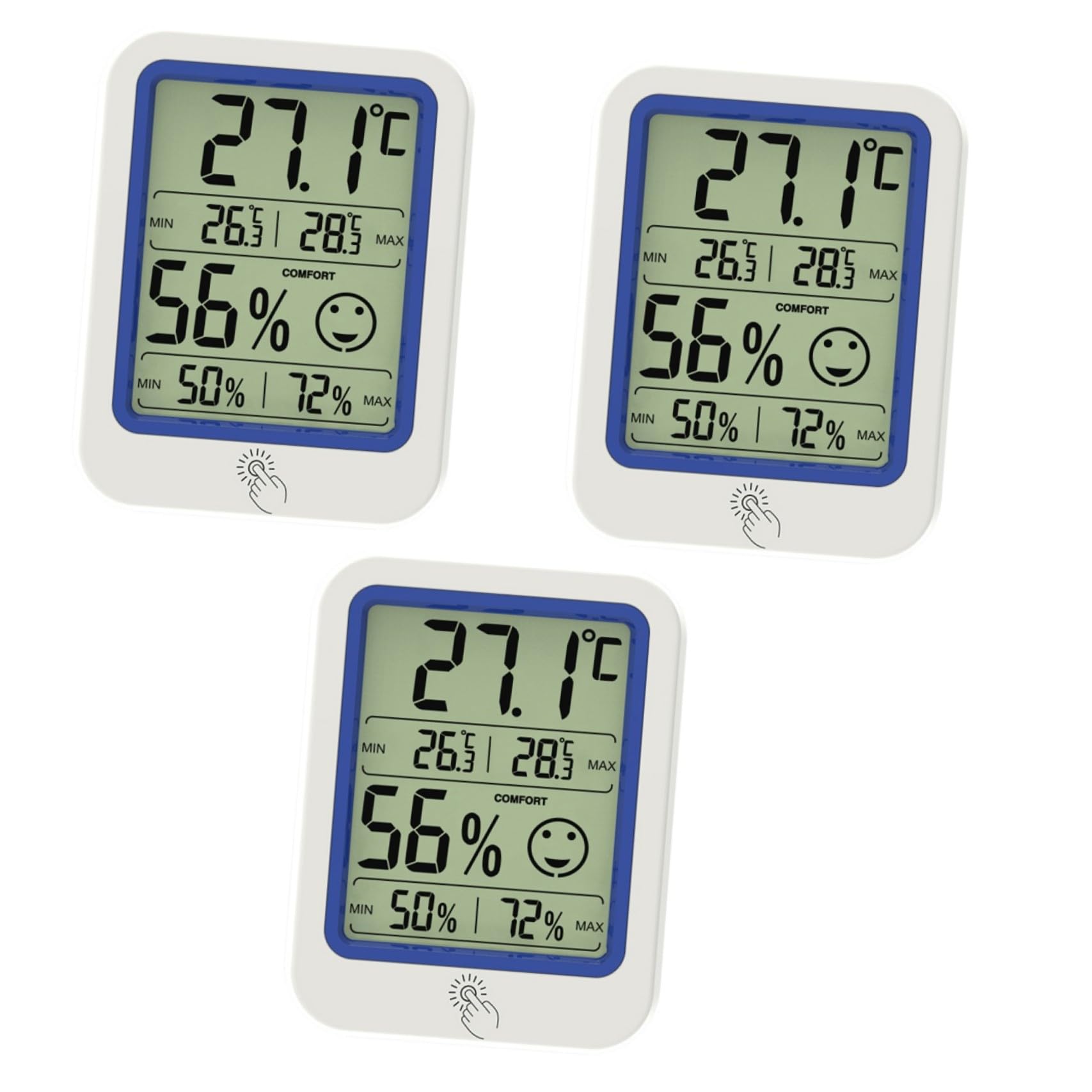 BESPORTBLE 3pièces Thermomètre Numérique Lcd Intérieur Avec Indicateur Humidité Hygromètre Électronique Pour Mesure Précise Température Humidité