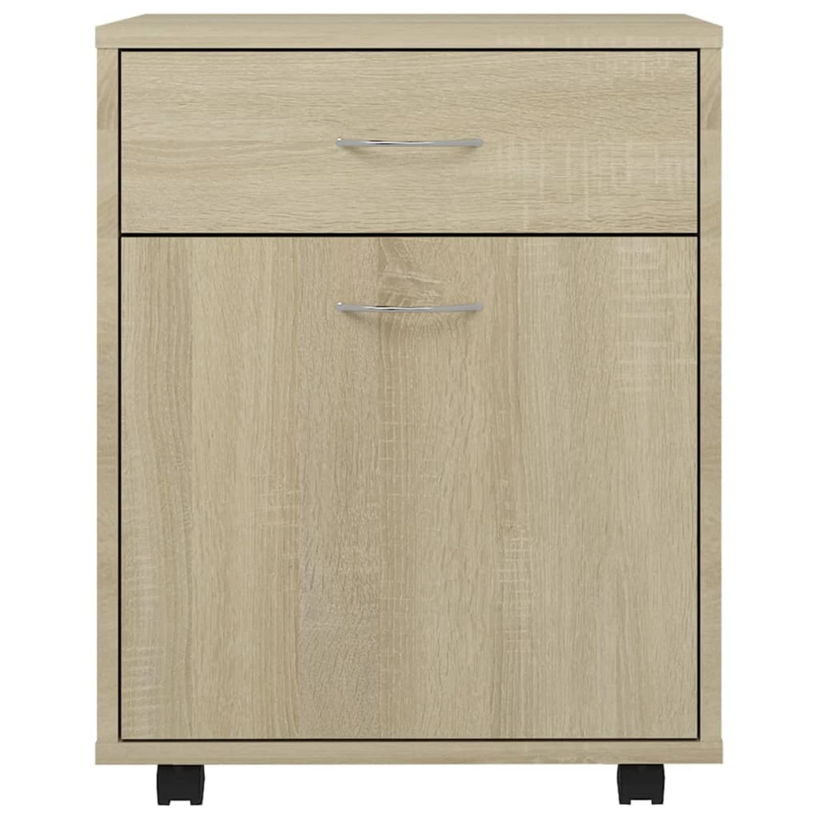 Armadietto con Ruote Rovere Sonoma 45x38x54cm Legno Multistrato,Carrello Porta Stampante,Mobiletto con Ruote,Supporto per Stampante in Legno,Classificatore per Documenti per Studio,Ufficio