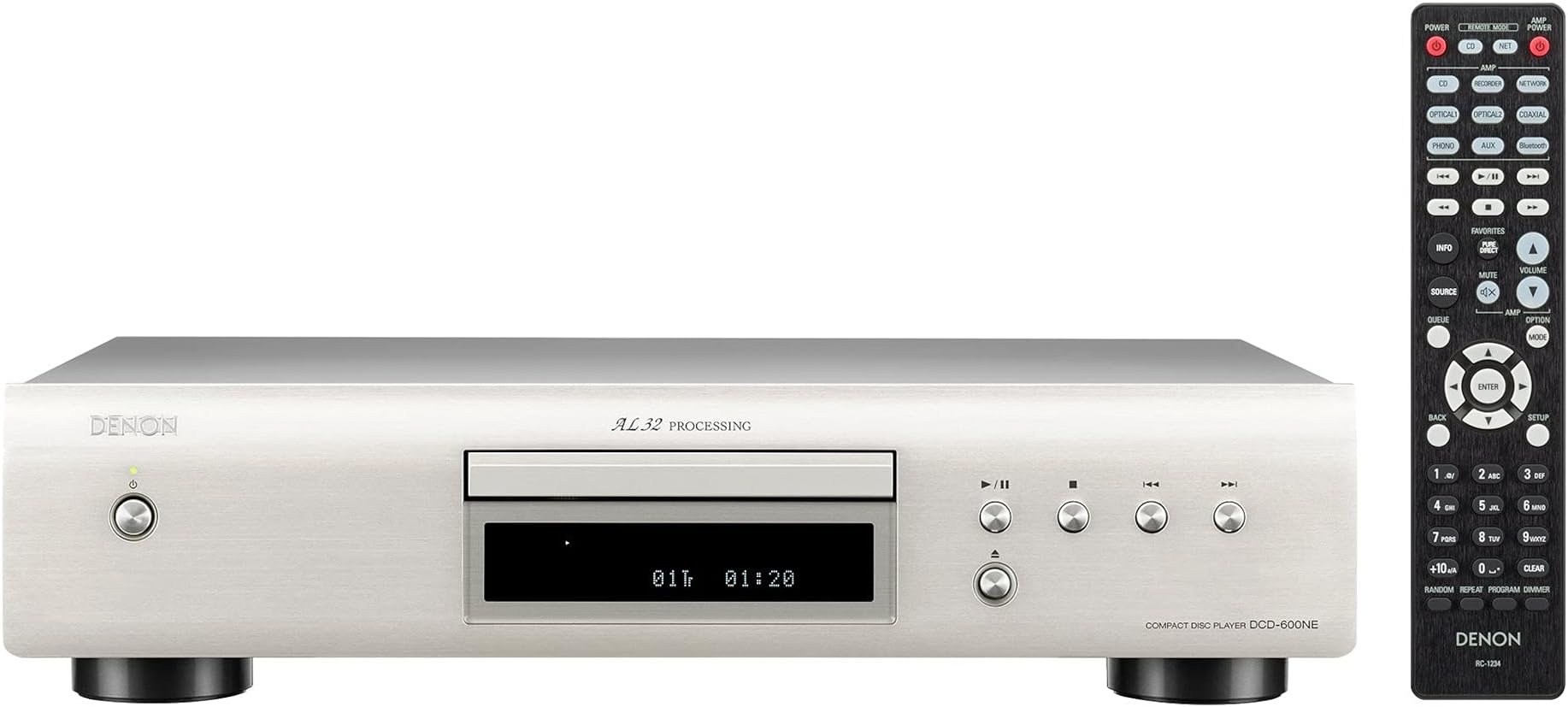 DCD-600NE CD Player Home, HiFi System, CD-R/RW / MP3 / WMA, Pure Direct Mode, AL32 Processing, Optical Output - Silver