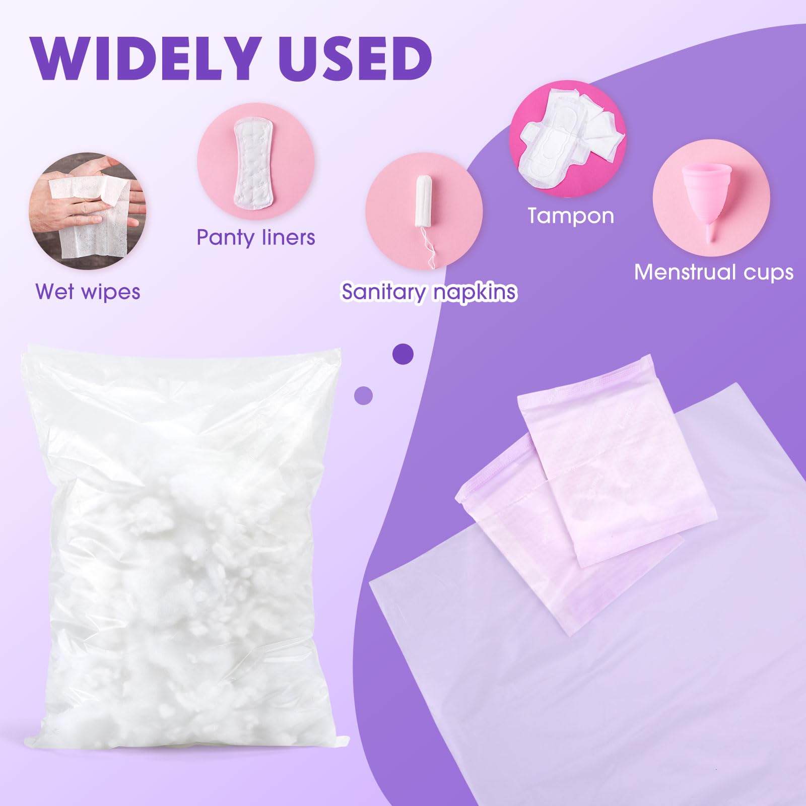 600 Pcs/ 2 Roll Sanitary Napkin Receptacle Liner, Sanitary Napkin Disposal Bags Feminine Hygiene Disposal Bags Women Personal Supplies for Tampon Bathroom, 11.81 x 15.63 Inch