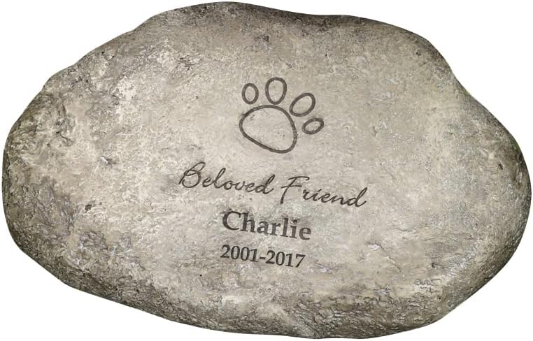 Personalization Universe in Loving Memory Custom Pet Memorial Stone - Resin Outdoor Garden Decor, Personalized Name and Years, Dog, Cat, Hamster, Bunny, Horse, Weather-Resistant 11.5" W x 7.5" D