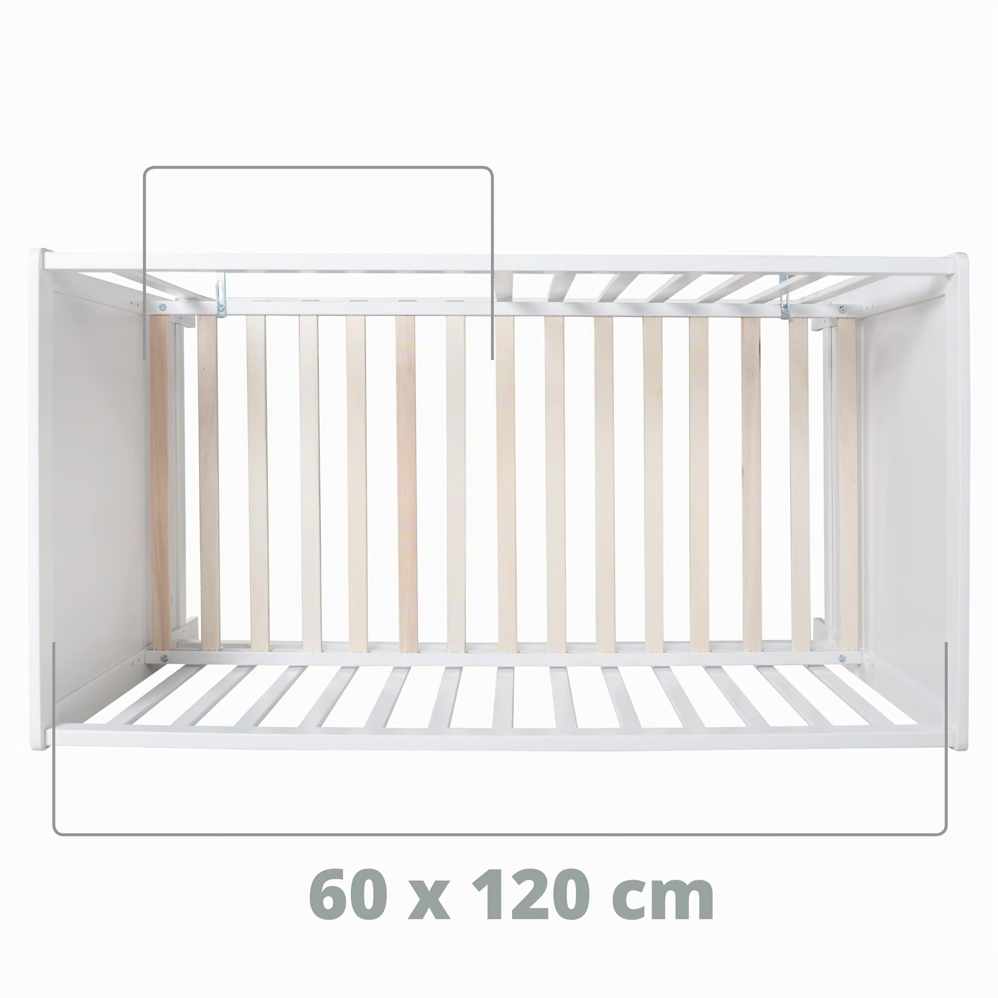 roba Mulitfunktionsbett Sterne grau mit Beistellfunktion, Lattenrost, Matratze, Bettreduzierer, Himmel, Himmelstange, Kinderbett, Anstellbett, Babybet, 0176W-16V191, weiss