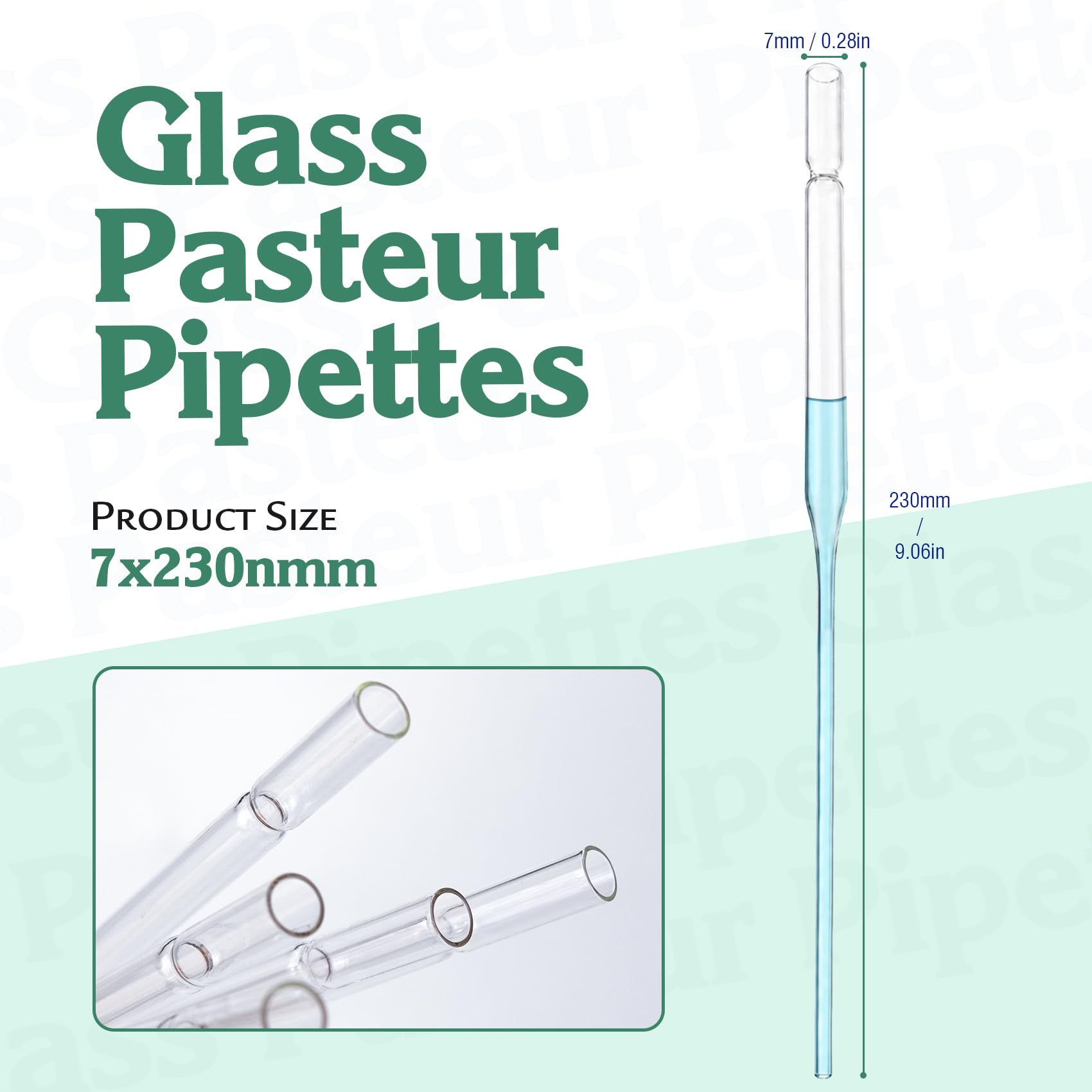 250 Stück Pasteur-Glaspipetten 7x230 mm - Einweg-Pasteur-Glaspipetten aus Borosilikatglas