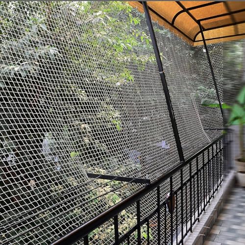 Image of EasyShoppingBazaar Bird Net /Pigeon Net /Anti Bird Net UV Stabilized HDPE (with Clips & Tying Ropes) - 17mm Mesh Size - White - 12 x 8 Ft