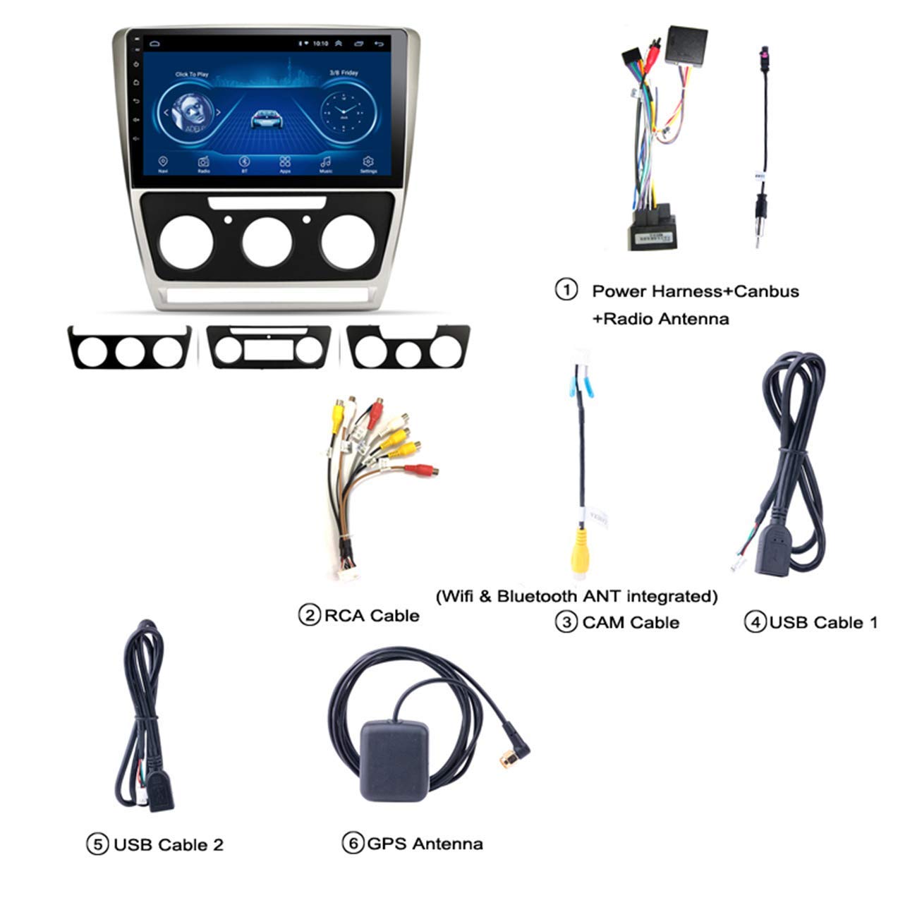 Generico Autoradio con navigatore GPS e Canbus, Sistema operativo Android 15, Compatibile con Skoda Octavia 2007-2014, comandi al Volante, Bluetooth, chiamate in Vivavoce, Mirror Link e Lettore Multi