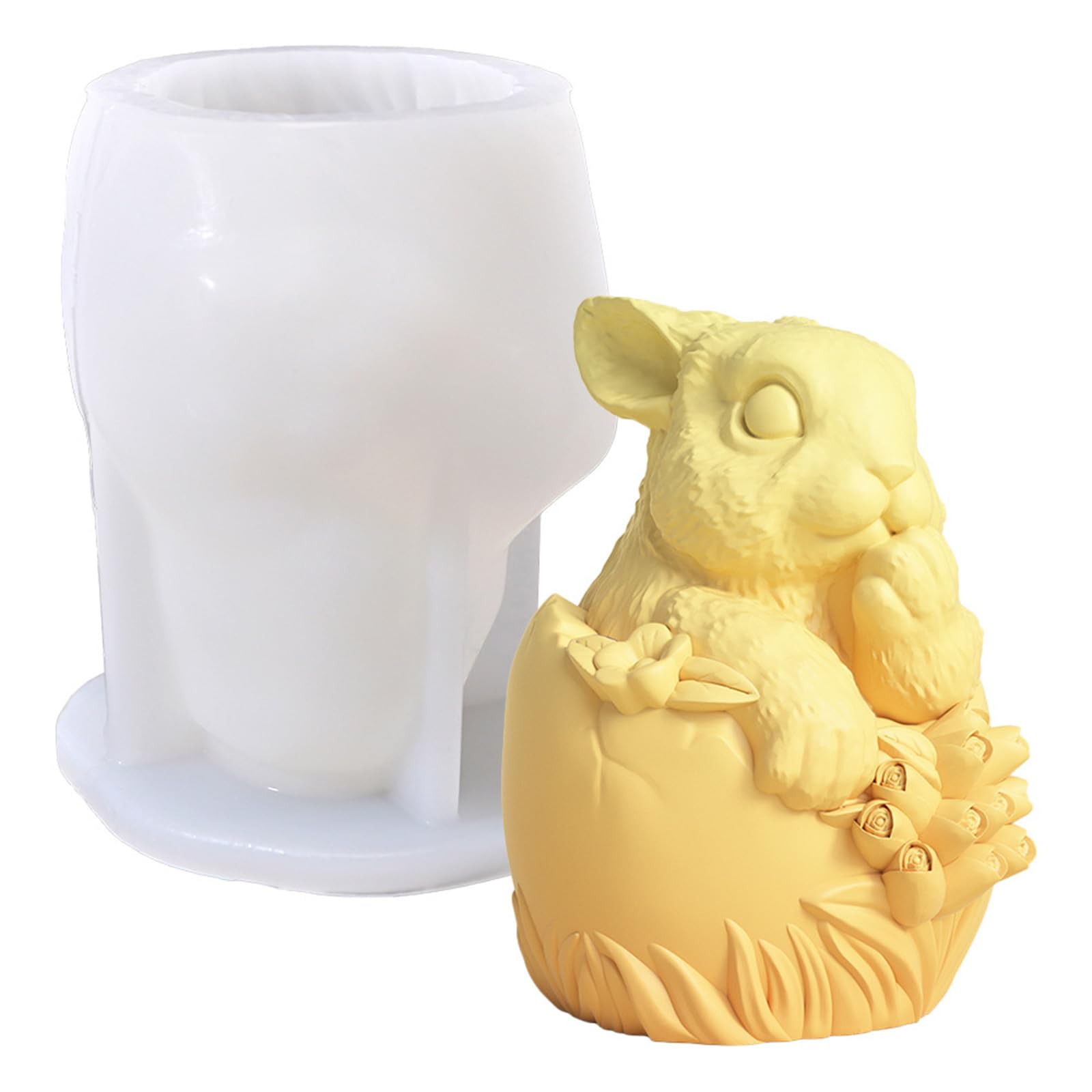 Xjdzineq 3D Rabbits Figurine Silicone Molds Animal Statue Silicone for Epoxy Resin Making Gypsum Decoration Craft