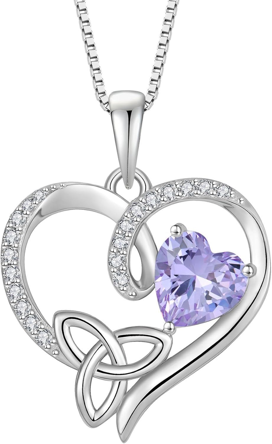 Celtic Knot Necklace 925 Sterling Silver Love Heart Trinity Knot Pendant Irish Good...