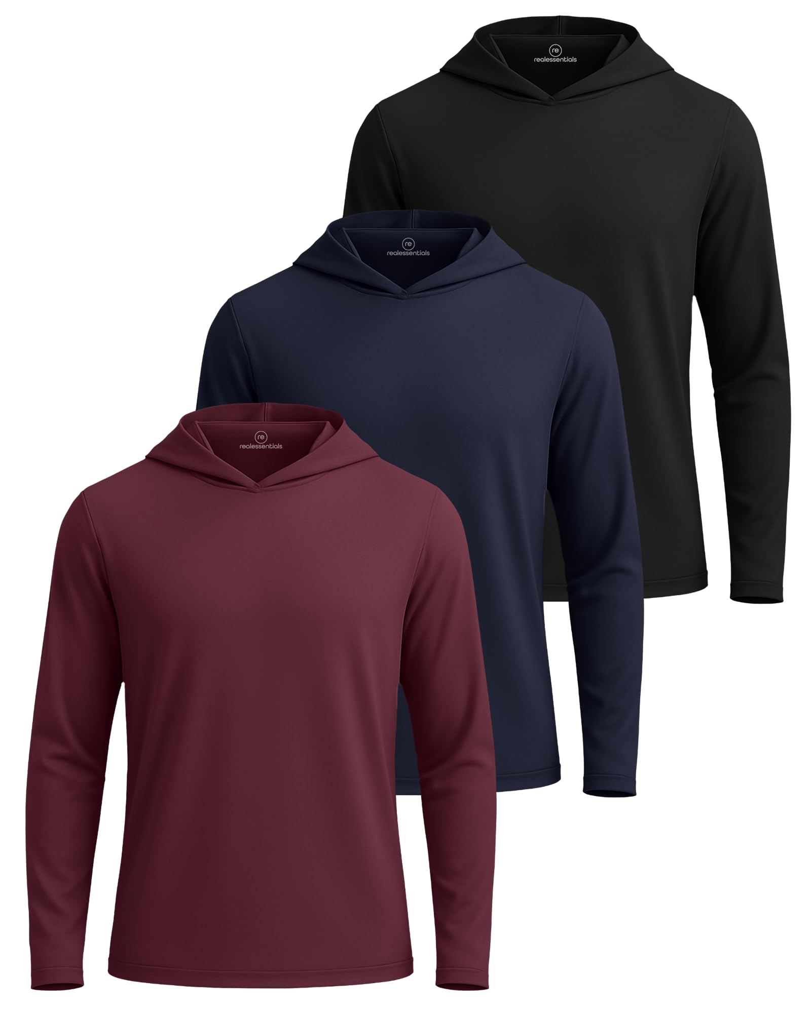 3 Pack Mens Dry Fit Pullover Hoodie Sun Sweatshirts Athletic Gym Workout