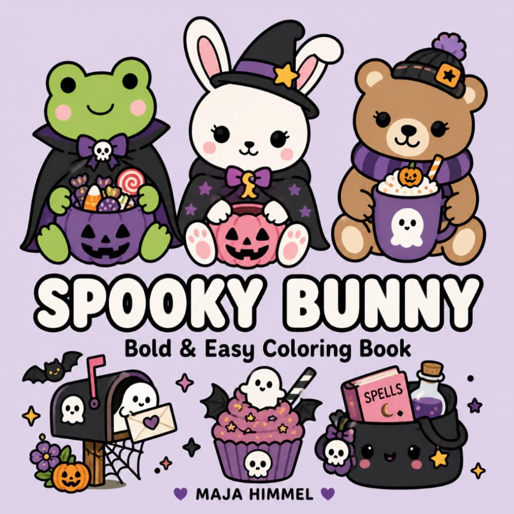 Spooky Bunny: A Bold & Easy Coloring Book for Kids & Adults: 40 Cute and Kawaii Halloween Coloring Pages for Relaxation (Spooky Animal Halloween Coloring Series)
