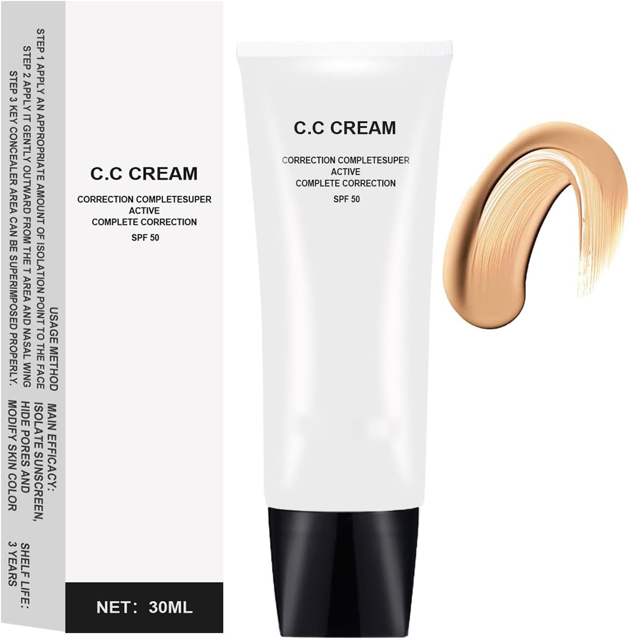 Cc Cream Skin Tone Adjusting CC Cream SPF 50,Colour Correcting Self Adjusting for Mature Skin,Cosmetics CC Cream,Pre-makeup Primer Moisturizing Skin Concealer Brightening Skin Tone (1Bottle,Nature)