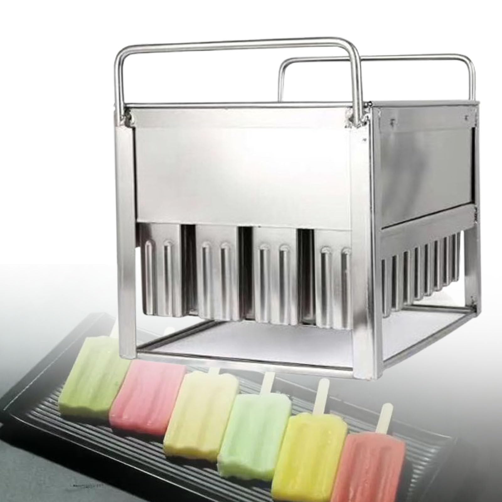 Silikonform für Eis am Stiel aus Edelstahl mit 100 Stäbchen, Silikonform für hausgemachte Eis am Stiel und Desserts