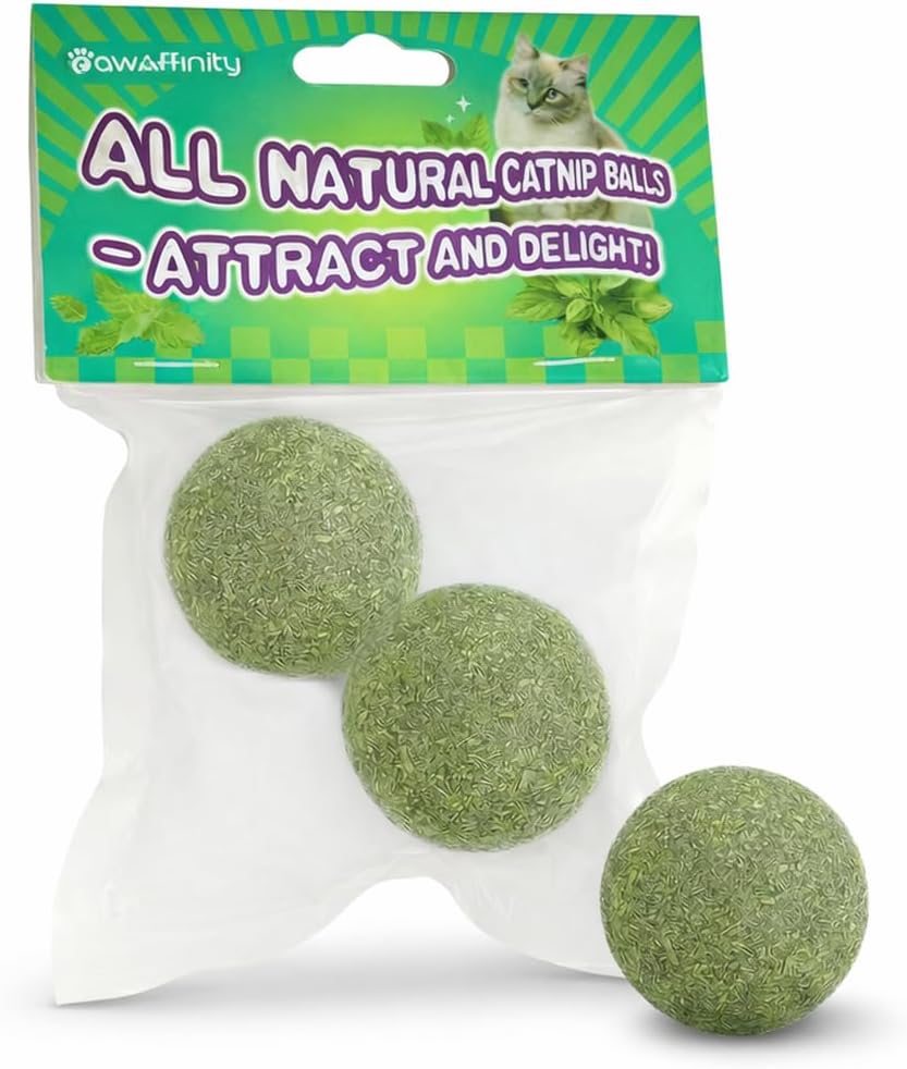 Natural Catnip Balls for Cats – 2 Pack Compressed Catnip Toys for Indoor Cats, 100% Natural No Fillers, Long-Lasting Mess-Free Interactive Cat Toy for Stress Relief & Healthy Play