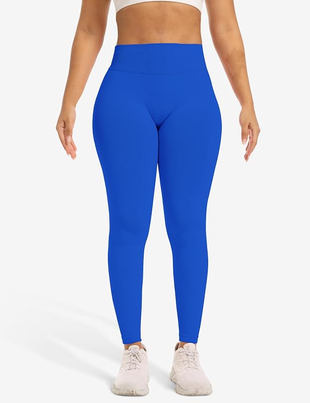 Ieumaz Scrunch Butt Lifting Leggings for Women Gym Seamless Workout Leggings Mid Low Waist Tummy Control Yoga Pants Electric Blue image 2