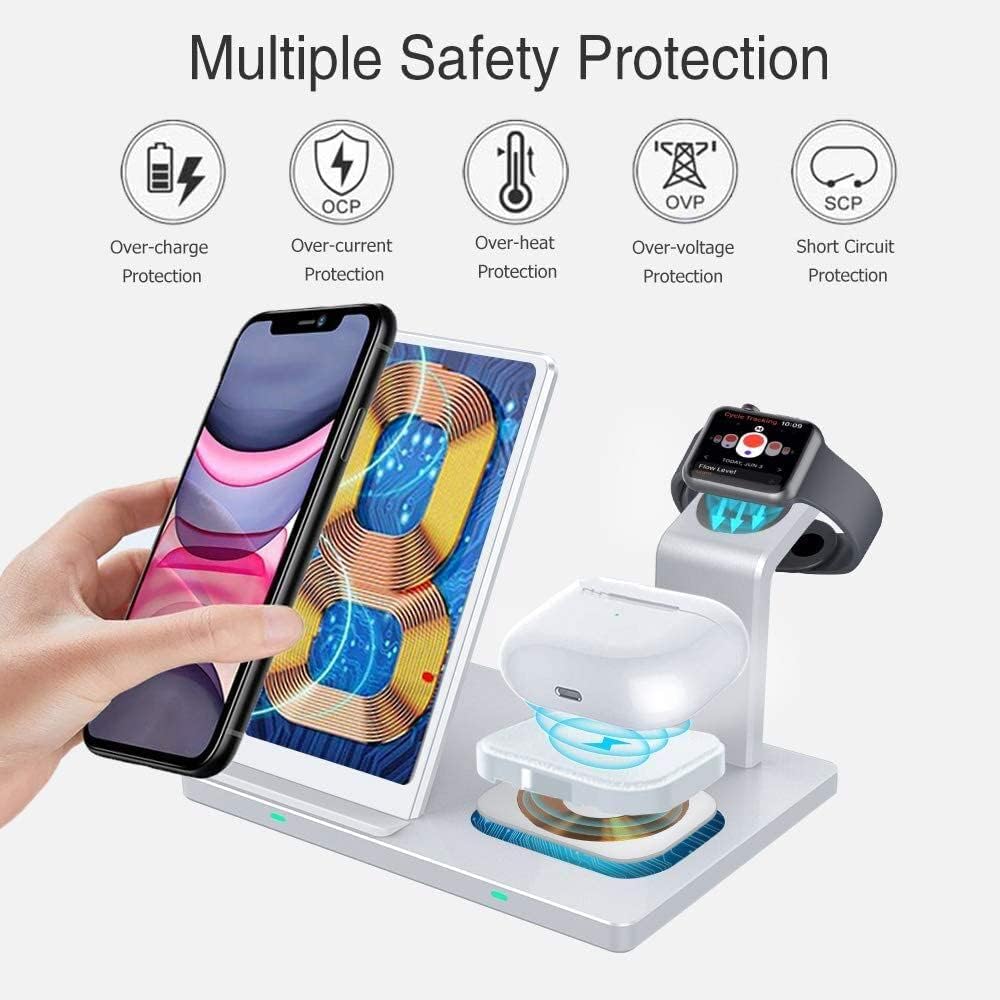 Wireless Charger Station, COSOOS 3 in 1 Charging Stand Compatible with iWatch Series 6/5/4/3/2/1, AirPods Pro/2 and iPhone 13/13 Pro/13 Pro Max/12/11Pro/X/XS/XR/8 Plus(iWatch Charger Not Included)