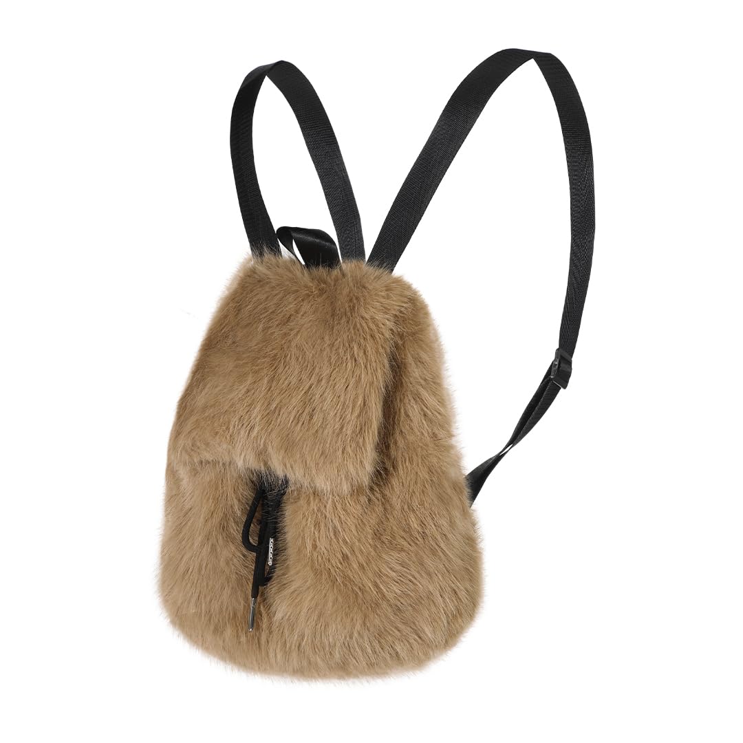 XINCHI Pelzig Rucksack Damen Schultertaschen Winter Rucksacktasche Mädchen Wanderrucksack Kunstfell Tagesrucksack Kordelzug Schulranzen Plüsch Damenrucksack Reiserucksack für Arbeit Schule Reisen