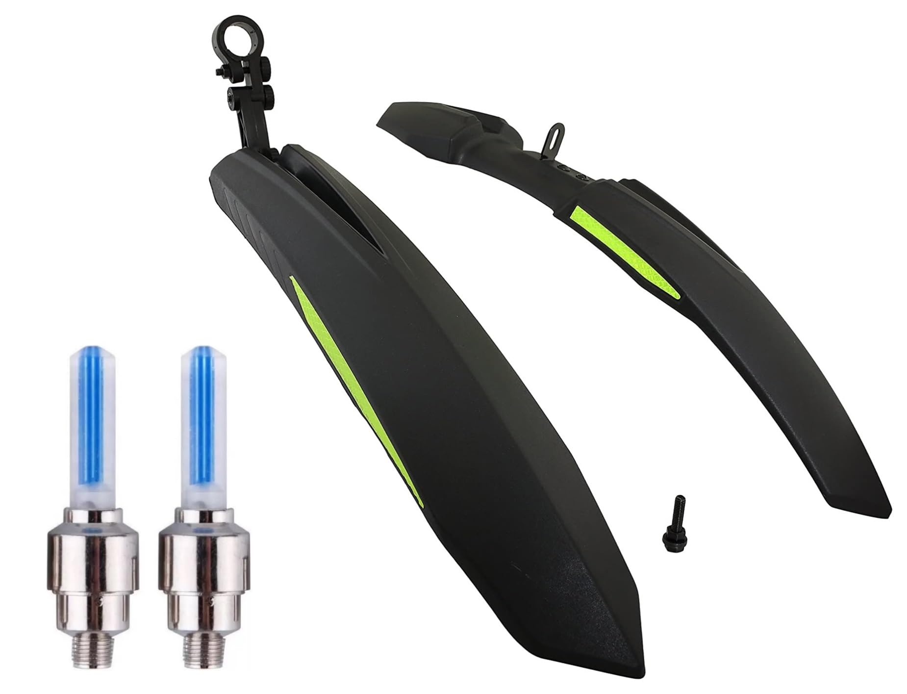 ABC Bicycle Front & Rear Mudguard with Reflective Tape and Iron Fitting + Cycle Valve Light (Green) (B0CNWJTGG5) Amazon Price History, Amazon Price Tracker