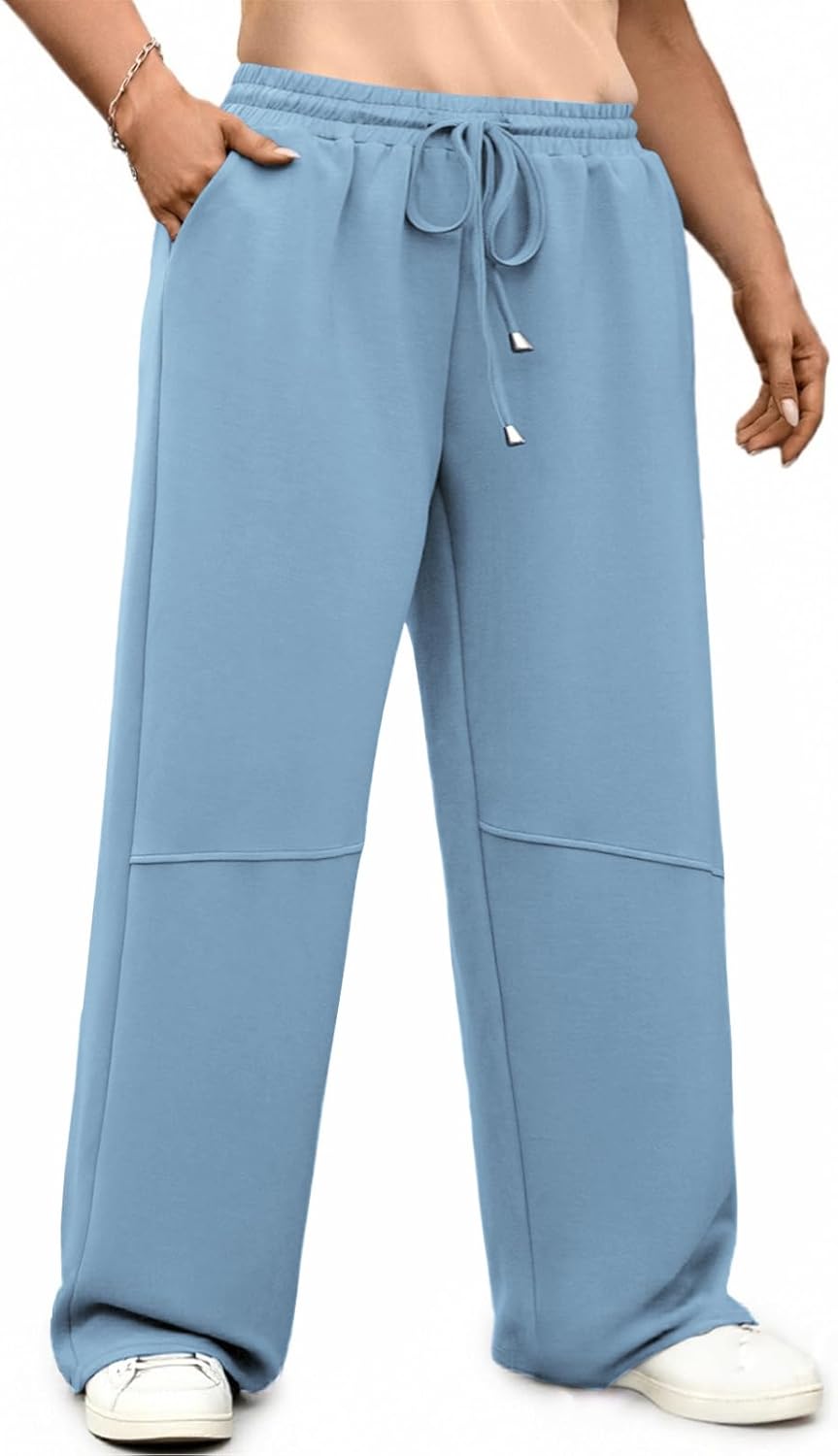 VISLILY Plus-Size-Sweatpants for Women High Waisted Baggy Wide Leg Pants Elastic Loose Drawstring Active Joggers with Pockets - Image 2