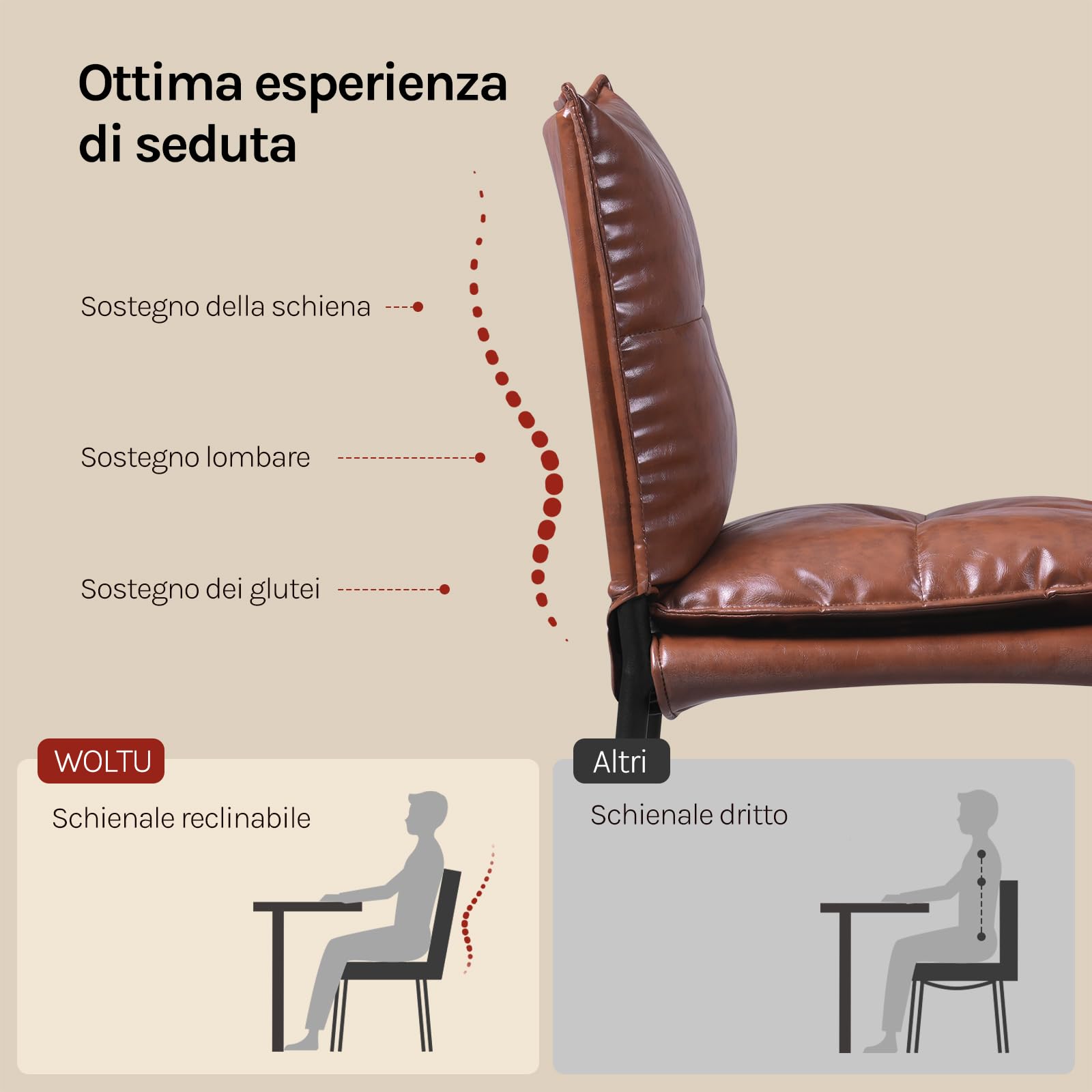 WOLTU Set di 4 Sedie Sala da Pranzo con Schienale Alto