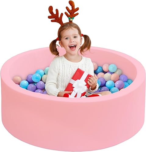 Miniatura 8 de Pozo de bolas para niños pequeños, espuma suave y redonda para interiores y exteriores, regalo ideal para niños pequeños, pelotas no incluidas (gris