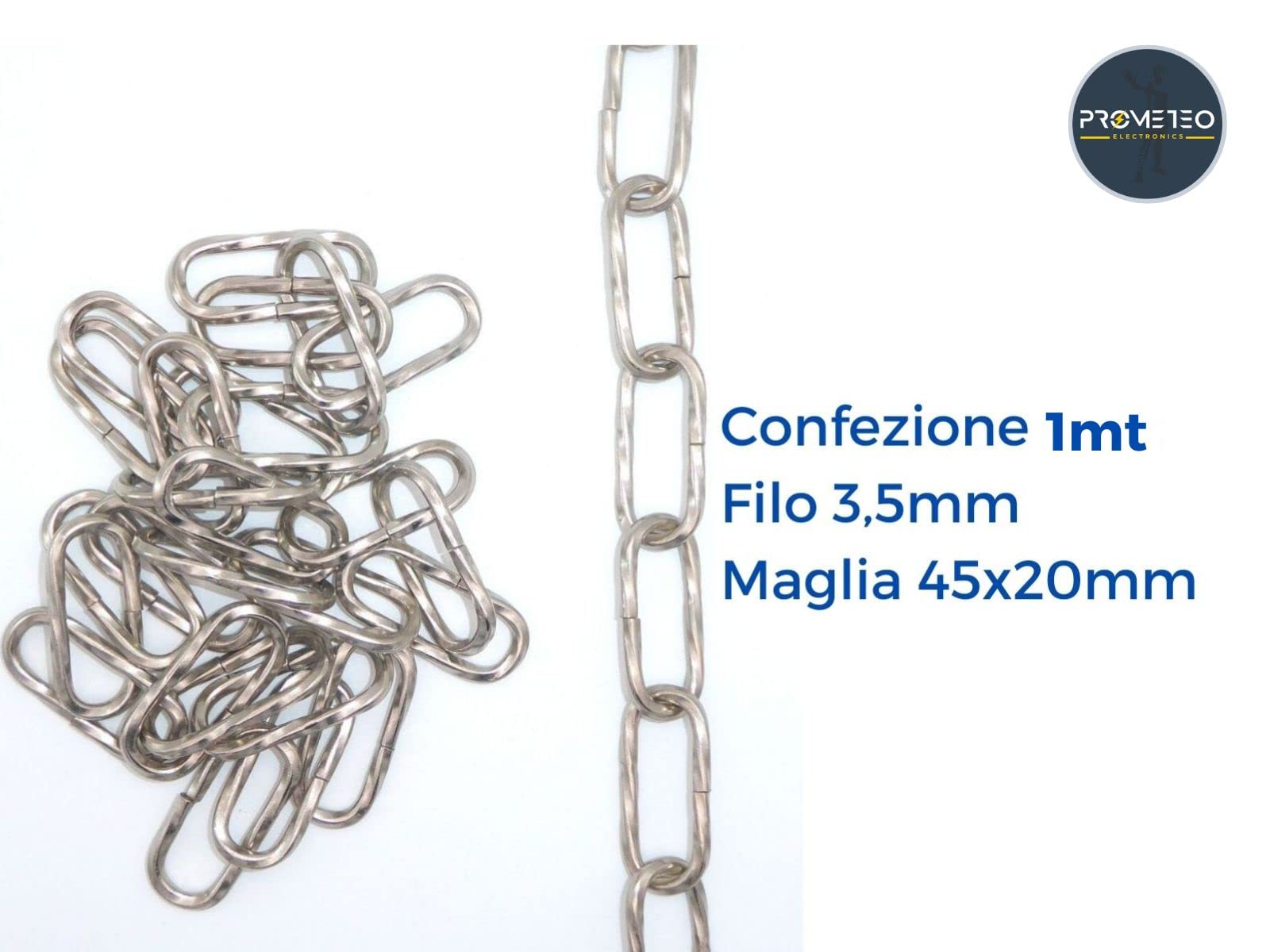 1mt catena ritorta cromo per lampadario Filo 3,5mm Maglia 45x20mm