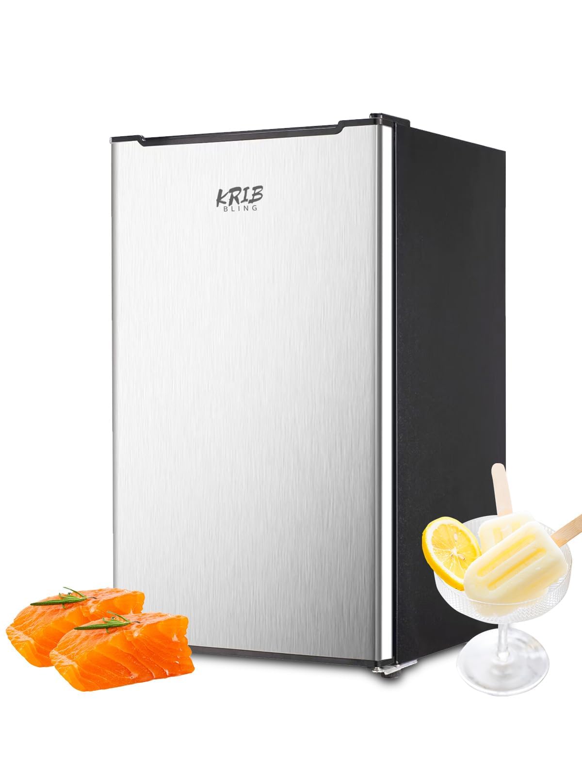 Upright Freezer 3.0 Cu.ft Freestanding Freezer with Adjustable Thermostat for Bedroom, Office, Kitchen, Dorm Silver Flower | Fridge.com