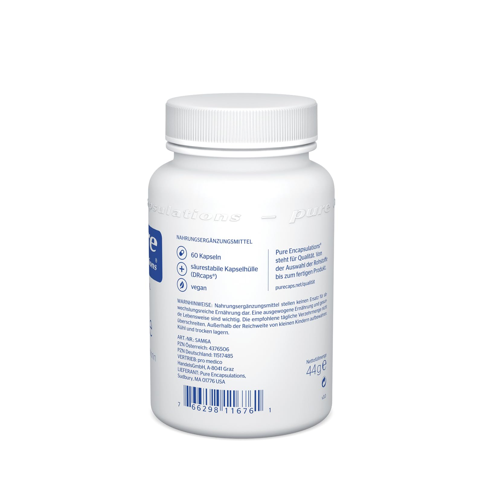 Pure Encapsulations - SAMe - S-Adenosyl-Methionin - Stoffwechselaktive Form der Aminosäure Methionin - 60 Kapseln
