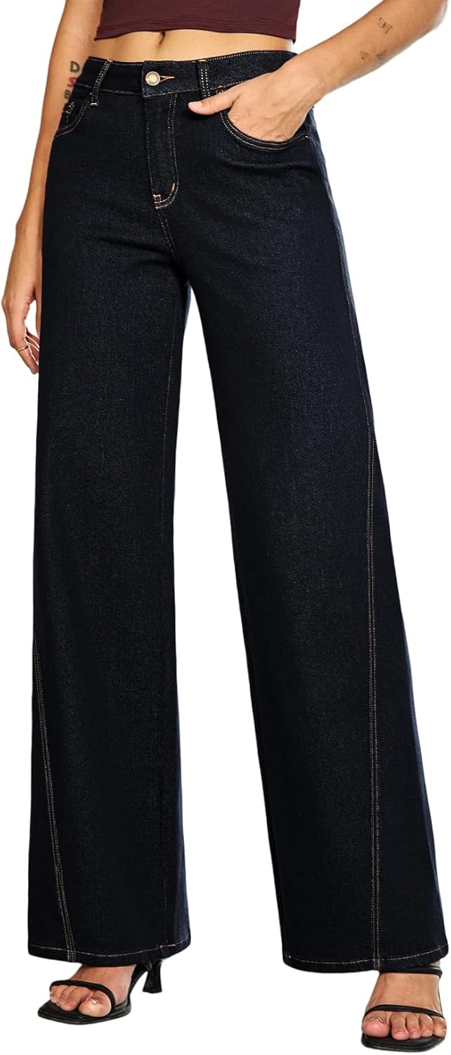 Sidefeel Women's Baggy Wide Leg Jeans High Waisted Straight Leg 2025 Fall Outfits Denim Pants