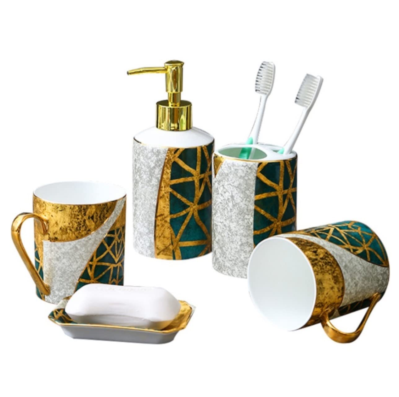 Zestaw Dozowników Mydła Zestaw Akcesoriów Łazienkowych Do Użytku Domowego Nordic Marmur Zielony I Ceramiczny Kąpieli Phnom Penh Na Prezent Parapetówkę Łazienka