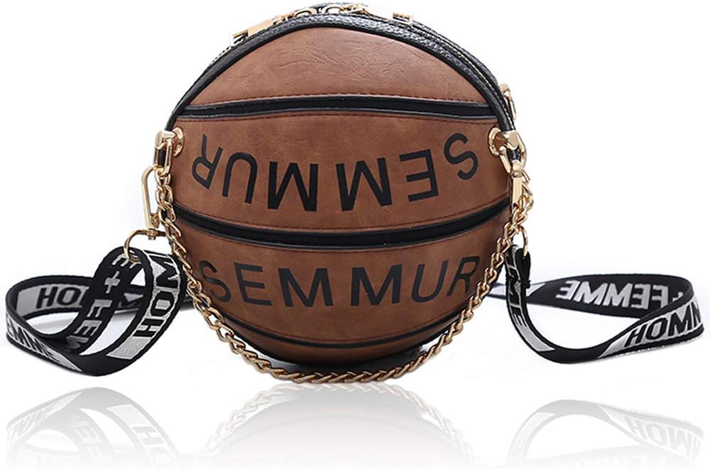 Womens Basketball Handbag Basketball Shaped Handbag Crossbody Shoulder Bag Purse Messenger Bag