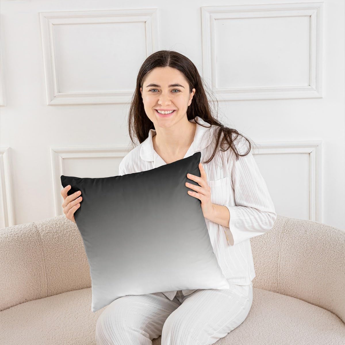 Feelyou Ombre Throw Pillow Covers 22"x22" Set of 2 Soft Ombre Grey Black Cushion Covers for for Couch Sofa Ombre Effects Abstract Art Design Decorative Pillowcases Outdoor Pillows Covers
