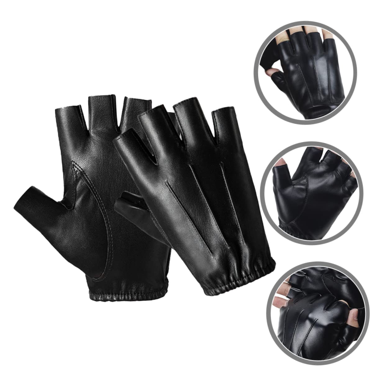 YARNOW 5pares Guantes De Fitness Reutilizables De Piel PU para Ciclismo y Pesca Guantes De Dedos Cortos Antideslizantes y Transpirables Actividades Al Aire
