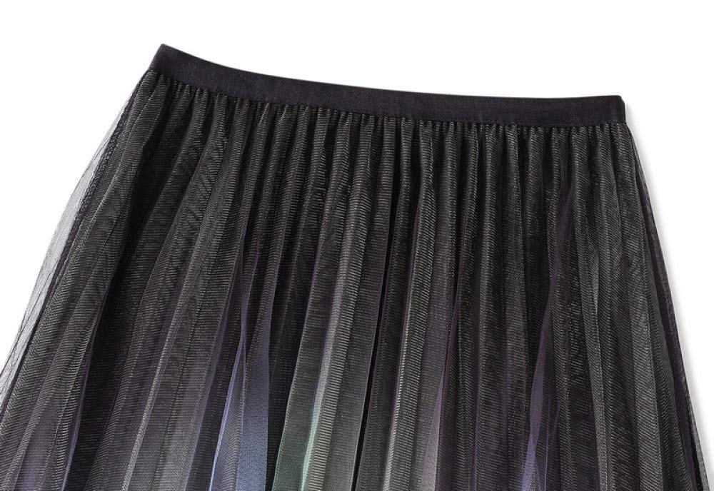 Röcke Damen,Damen-Midirock, Grüner Farbverlauf, Elastisch, Hohe Taille, Plissiert, Tüllrock, Mode, A-Linie, Swing, Gerüscht, Geschichtet, Lässig, Lange Röcke Für Mädchen, Damen,M