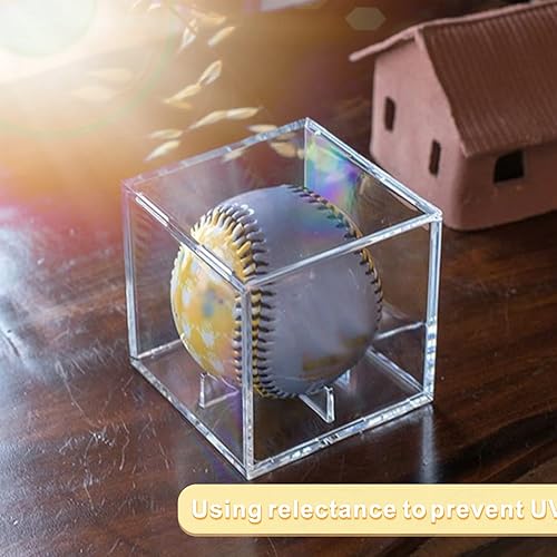 Miniatura 7 de Paquete de 2 vitrinas de béisbol  Soporte acrílico con protección UV para exhibición, vitrina transparente, caja de béisbol, escaparate de