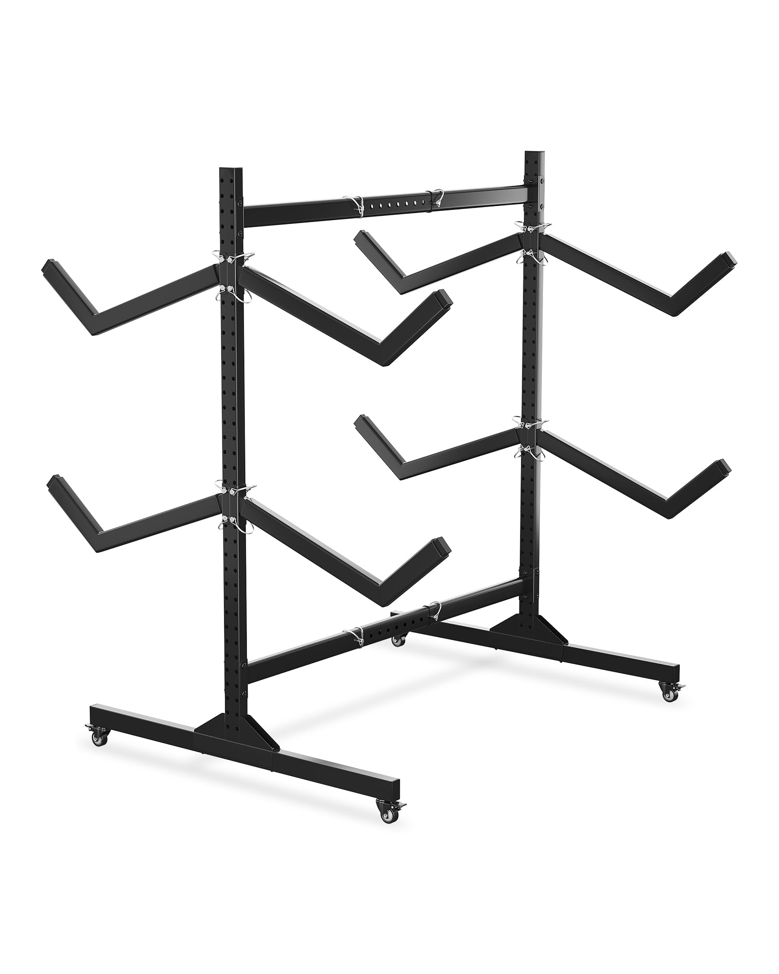 Garvee Rack de Rangement autoportant Double Face, Robuste et réglable, pour 4 Kayaks, canoës, Sup et Planches – roulettes verrouillables – Idéal Garage, abri ou Quai – Spécification : Double Face