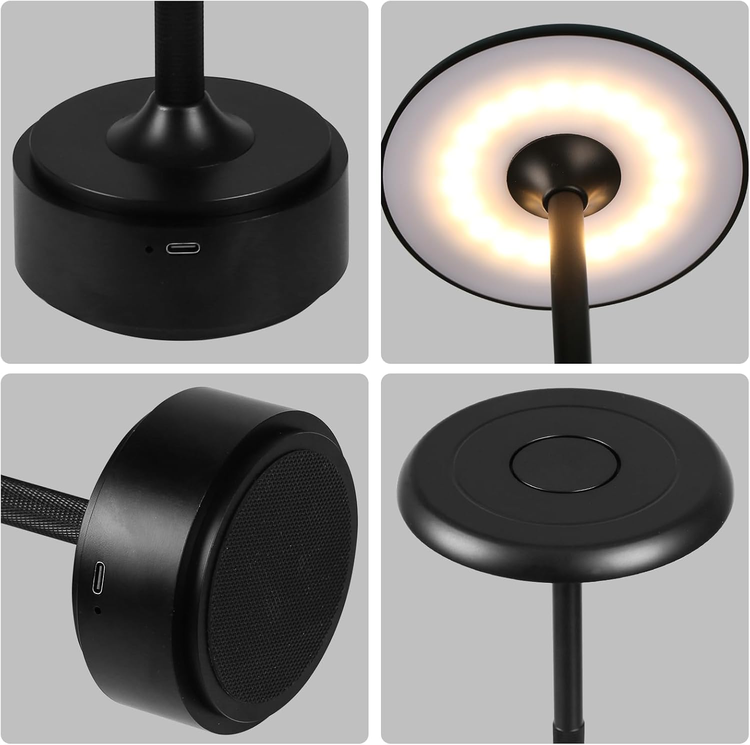Small Table Lamp With 5200mah Battery - Rechargeable Desk Lamp For Cozy Nights, Usb-C Fast Charging & Stepless Dimming, Cordless Table Lamp With 3 Lighting Modes For Bedroom, Office & Travel(Black)