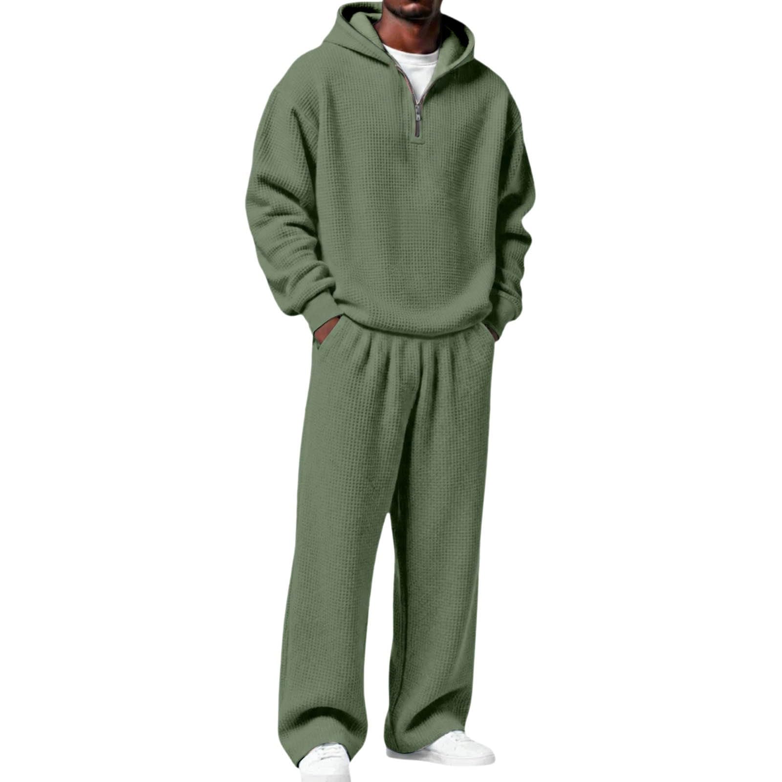 Generico Tuta Sportiva Casual in Maglia Tinta Unita con Giacca Zip e Pantaloni Jogging Elegante