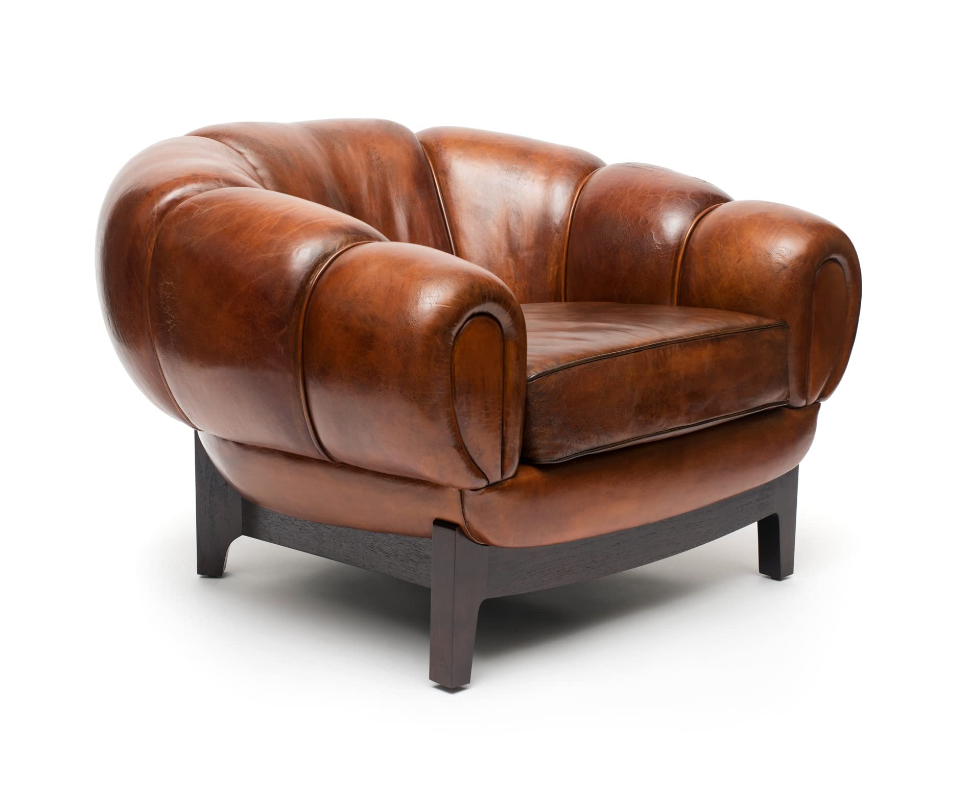 LIFESTYLE GOODS FOREVER LSGF Morden True Innovations Saox Leather Armchair with Wooden Leg for Small Apartments, Living Room or Bedroom (1 Chair, Brown)