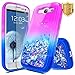 Galaxy S3 Case w/[Screen Protector HD], NageBee Glitter Liquid Quicksand Waterfall Floating Flowing Sparkle Shiny Bling Diamond Girls Cute Case for Galaxy S3 (S III I9300 GS3) -Purple/Blue