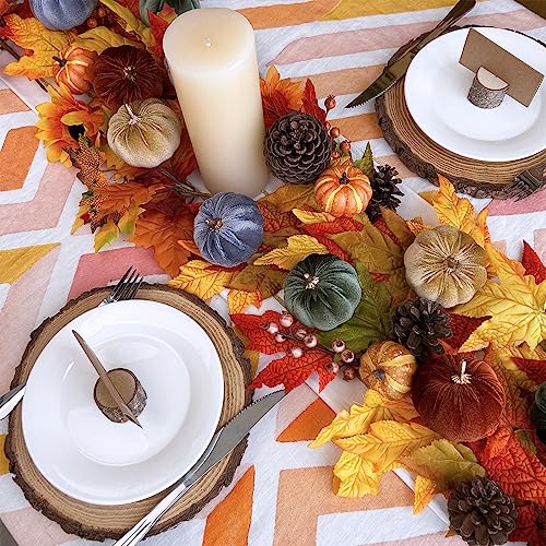 Image of Winlyn 12 Pcs Assorted Small Faux Harvest Velvet Pumpkins Decorative Rust Olive Gold Gray Fabric Foam Pumpkins 3 inch for Fall Wedding Thanksgiving Halloween Table Centerpiece Farmhouse Decor