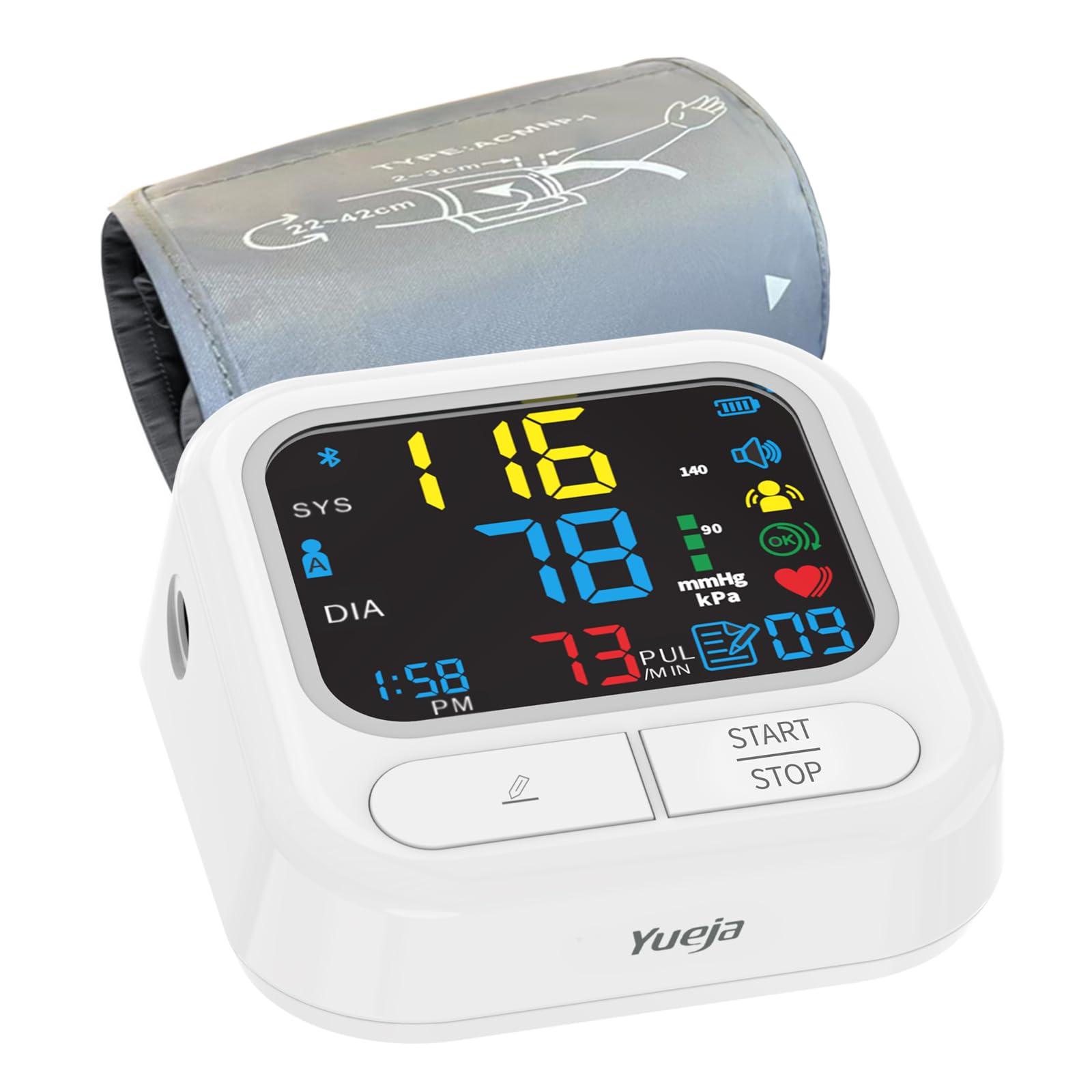 Upper Arm Blood Pressure Monitor with Wide Range Cuff that fits Standard to Large Adult Arms.FDA Cleared,Color Screen Display.