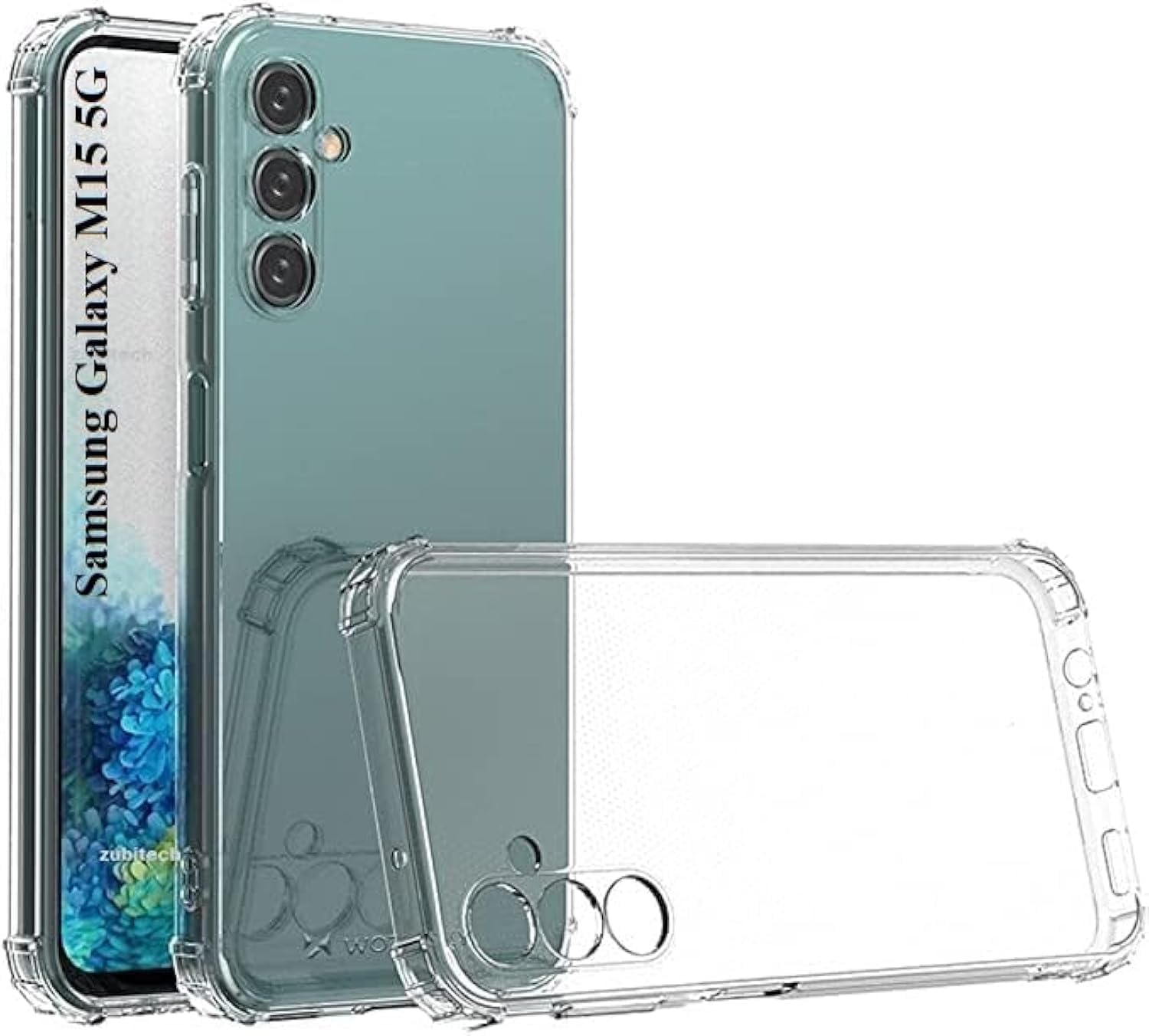 Zubitech Samsung Galaxy M15 5G / Galaxy F15 5G Clear Cover Case soft TPU Transparent Silicone Rubber Back Protective Case shock Absorbent Reinforced Corner for Samsung Galaxy M15 5G / F15 5G (Clear)